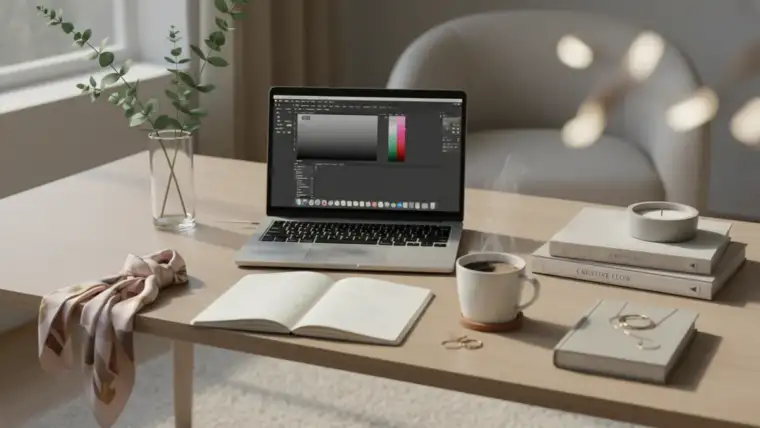 Collage d'idées d'articles pour blog lifestyle avec carnet notes stylo et plantes déco