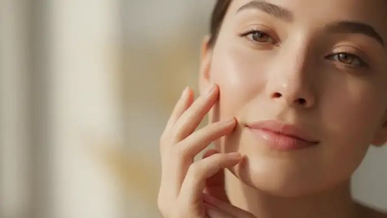 Femme appliquant Rozex crème sur visage avec rosacée et couperose