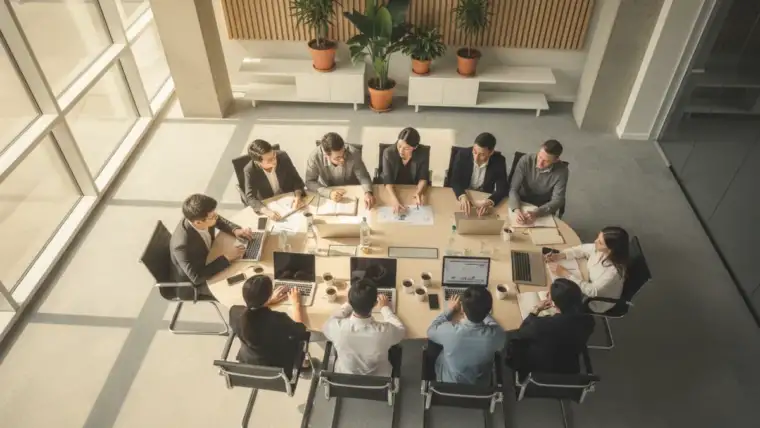 Illustration du concept testons ensemble avec des personnes collaborant sur un projet commun