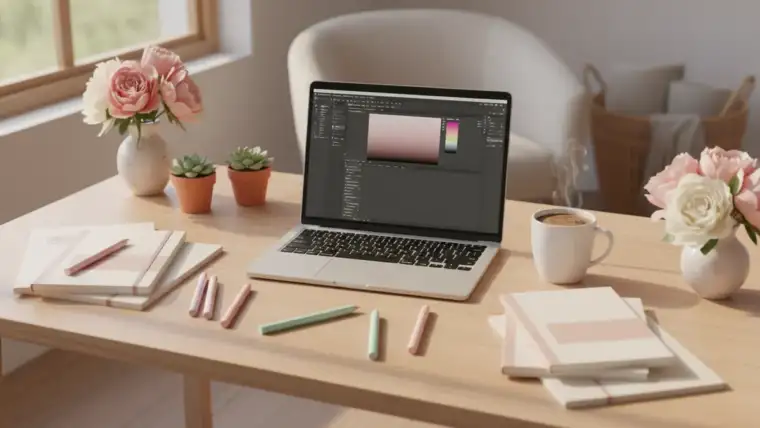 Blogueuse professionnelle devenue freelance travaillant sur son ordinateur portable bilan six mois