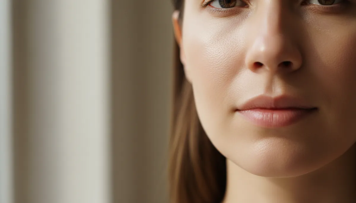 Visage avec acné microkystique montrant des microkystes sur le menton et joues