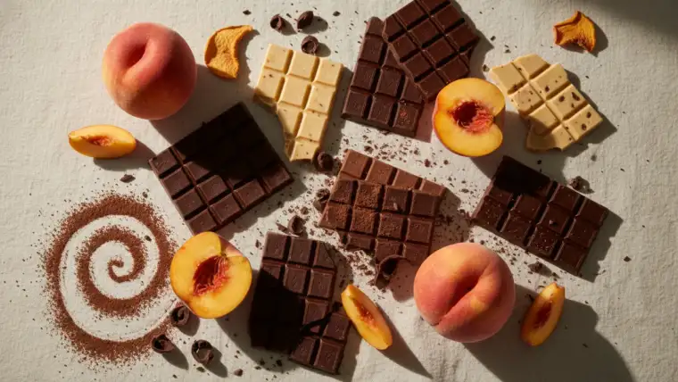 Palette MUR Chocolate Peach ouverte montrant les fards à paupières tons pêche dorés