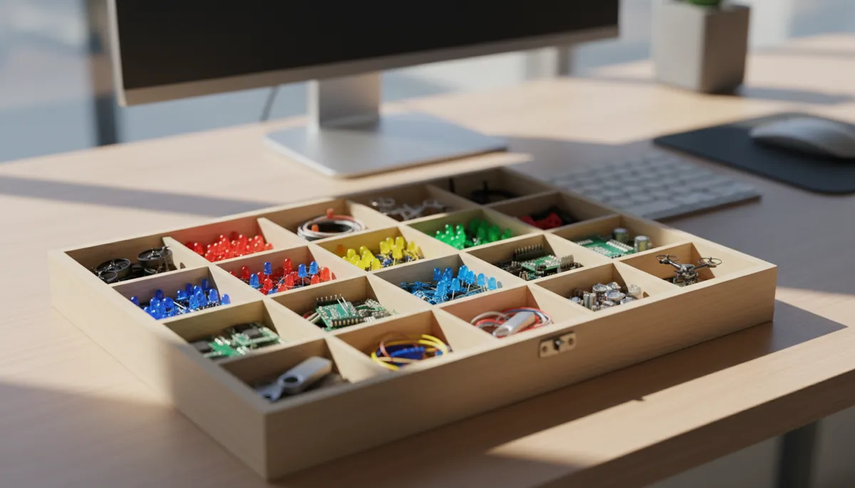 Boite pour swap colorée remplie d'objets créatifs et d'idées d'échange originales