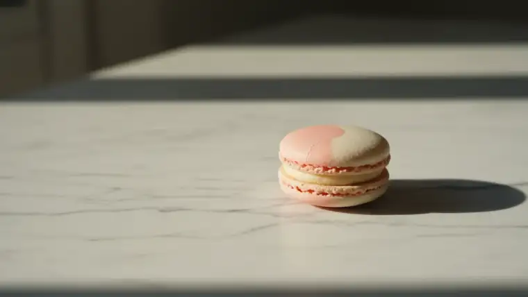 Kit Le Mini Macaron avec vernis macaron colorés et lampe UV sur table blanche